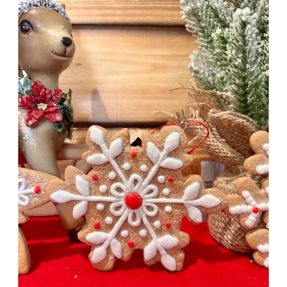 NEW 3 Gingerbread Ornaments Snowflake Christmas‎ Holiday Bundle Set - Picture 6 of 12
